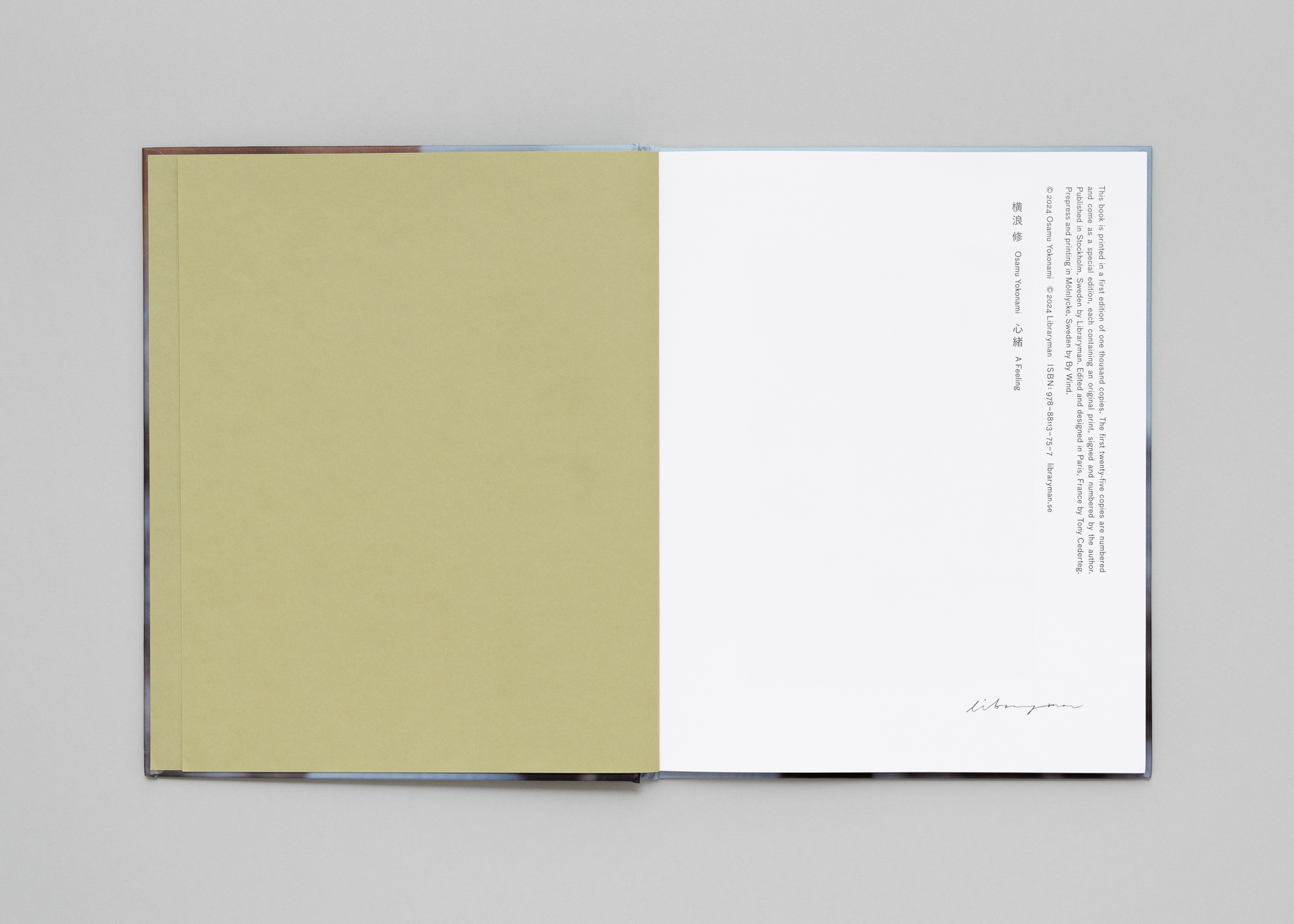 Osamu Yokonami — A Feeling — Book